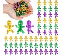 60 Pcs King Cake Babies, 1 Inch Mardi Gras Babies for King Cake Bulk, Metallic Purple Green Gold Tiny Plastic Baby for Mardi Gras Baby Shower Decorations Ice Cube Game Party Favors