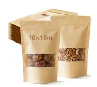 60 Pcs Kraft Paper Bags with Window, 10X15cm Resealable Pouches | Stand Up Pouches Waterproof Brown Paper Bags Ziplock Bag Sealable Food Pouche for Sweet Nuts Coffee Beans Packaging Tea Seeds
