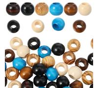 60 Pcs Large Wooden Beads for Crafting, Ymapinc Large Hole Beads for Macrame Paracord, Hair Bead for Braids (Adults) & Bracelet Bead(6 Colors)