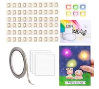 60 Pcs LED Circuit Stickers Light Craft Kit for Making Light-Up Cards Projects, with 1 Roll Conductive Tape 3 Sheets Adhesive Foam Strips, Add Lights to Special Cards, Rainbow Blink & White Color