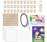 60 Pcs LED Circuit Stickers Light Craft Kit for Making Light-Up Cards Projects, with Conductive Tape and 3 Sheets Adhesive Foam Strips, Add Lights to Special Cards (10 Yellow,10Orange,10Pink,30White)