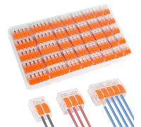 60 pcs Lever-Nut Wire Connectors, Cable Connectors, 2/3/5-port Compact Electrical Connectors, Compact Splicing Connectors for Circuit Inline, Terminals Blocks, Flame retardant PA/PC
