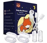 [60 Pcs] Little Fox Baby Oral Cleaner +2 Pcs Finger Toothbrush with Cases, Baby Tongue Cleaner, Newborn Toothbrush, Disposable Tongue and Gum Cleaner, Infant Oral Care and Cleaning for 0-36 Month Baby