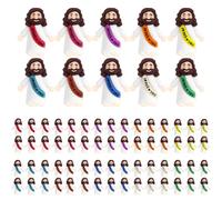 60 Pcs Little Jesus Figures - Rubber Mini Jesus Figurines in Bulk Little Jesus Loves You Figures for Crafts, Easter Egg Fillers, Sunday School, Baptism Gifts & Religious Party Favors (Mix Color 10)
