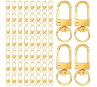 60 Pcs Lobster Claw Clasps for Keychains, Gold Swivel Snap Hooks Metal Lobster Clasp Keychain Swivel Lanyards Snap Hooks for Jewelry Making Purse Bags Keychain Clasp Connector Art Crafts