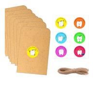 60 Pcs Lost Tooth Receipt Envelopes Tooth Fairy Envelopes with 60 Pcs I Lost Tooth Stickers and a Rope for Childhood First Teeth Loss Celebration Fairy Bag Classroom Party Supply (3.15x4.7 Inch)