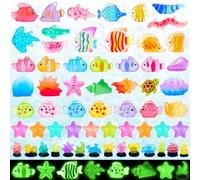 60 Pcs Luminous Mini Resin Ocean Animal Figures Fish Seashell for Crafts