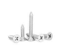 60 Pcs M6 X 30mm 304 Stainless Steel Self-Tapping Screws, Phillips Flat Head Corrosion Resistant Multi-Purpose Screws for Wood, Drywall, Furniture & DIY Projects