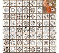 60 PCS Mandala Painting Stencils Reusable Mandala Stencils for Painting on Wood Rocks Canvas Fabric Glass Pottery 3x3 Inch