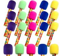 60 Pcs Microphone Candy Tubes Plastic Toy Microphone Colorful Fake Prop Rock Star Toy Disco Singer Stage Costume Prop Birthday Party Favors