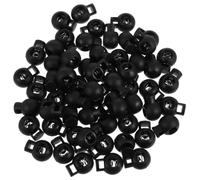 60 Pcs Mini Alloy Cord Locks with Spring Mechanism for Drawstrings | Black Metal and Plastic Build, Single-hole Sliding Toggle, Compact Storage for Bag Making, Camping