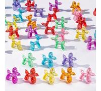 60 PCS Mini Colored Dots Balloon Dog Decor Sculpture Charms, Balloon Animal Charms, Six Colors Mixed, DIY Accessories Charms Crafts, Goody Bag Fillers for Kids