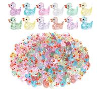 60 Pcs Mini Ducks, Little Ducks, Cute Resin Ducks for Fairy Garden Aquarium Landscape Dollhouse Ornament Diy Craft, Plastic Ducks for Home Garden Fish Tank Potted Decor (12 Colour)