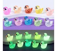 60 Pcs Mini Resin Duck Statues Mini Glow Resin Ducks Tiny Ducks 12 Color Little Ducks Mini Figurines for Garden Craft Dollhouse Landscape Aquarium Ornament Potted Birthday Party Decor