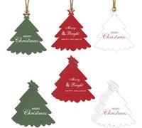 60 Pcs Modern Christmas Tree Shape Gift 2 x 3 inch Tags Rope Hanging Name Holiday Present Christmas Tree Theme Markers of Personalized Gift Decoration