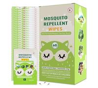 60 PCS Mosquito Repellent Wipes, Individually Wrapped Insect Repellent Wipes Made of Natural Plant-Based Essential Oils, Safe & Effective Insect Protection Perfect for Outdoor Activities, Long-Lasting