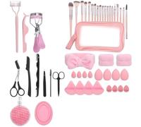 60 Pcs Multifunctional Makeup Kit with Eyelash Curler, Powder Puffs, Sponge, Professional Makeup Tool Set, Portable Cosmetic Brushes for Foundation Powder, Concealer, Eye Shadow
