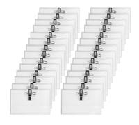 60 Pcs Name Badges for Work, Plastic Name Badge with Pin and Clip, 5.6 x 9cm Clear Name Badge Holders, Horizontal ID Card Holder for School,Office, Company, Conference