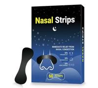 60 Pcs Nasal Strips for Snoring - Extra Strength Nose Strips for Breathing with Strong Adhesion - Sweat Resistant Design for All Day Use - Improves Sleep and Workout Performance - Black