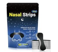 60 Pcs Nasal Strips for Snoring - Extra Strength Nose Strips for Breathing with Strong Adhesion - Sweat Resistant Design for All Day Use - Improves Sleep and Workout Performance - Black