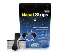 60 Pcs Nasal Strips for Snoring - Extra Strength Nose Strips for Breathing with Strong Adhesion - Sweat Resistant Design for All Day Use - Improves Sleep and Workout Performance - Black