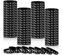 60 Pcs One Day at a Time Silicone Motivational Wristbands Black Inspirational Rubber Bracelets Sobriety Gifts for Addiction Recovery Sober Anniversary Alcoholics Anonymous Men and Women (Classic)