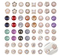 60 Pcs Pearl Brooch Buttons No Sew Removable Invisible Pearl Cover Up Pin Fashion Rhinestone Brooch Pins Anti-Gap Modesty Pins for Women Dresses Shirt Sweaters Coats Shawls Hat DIY Crafts Decoration