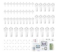 60 Pcs Picture Hooks for Plasterboard Walls, Non Trace Hard Wall Picture Hooks No Nail Hanging Solution for Photos Frames Clocks Artwork in Home & Office, Easy Install Durable & Leaves No Marks