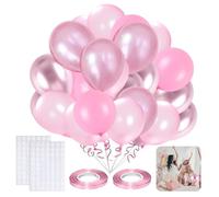 60 Pcs Pink Balloons, 12 Inch Birthday Balloons for Women, Happy Birthday Balloon, Hot/Chrome/Pearl/Macaron/Light Pink for Birthdays Wedding Party Decoration