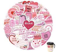 60 Pcs Pink Bookish Stickers, Waterproof Vinyl Stickers, Reading for Kindle Scrapbook Water Bottles Laptops