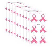 60 pcs Pink Ribbon Temporary Tattoos, Breast Issue Awareness Accessories Stickers Temporary Body Tattoos for Women Party Charity Social Welfare Event Supplies