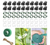 60 pcs Plant Support Clips Orchid Clips with Garden Cable Ties & Plant Tape Plastic Garden Plant Clips for Climbing Plants Flower Plastic Vine Clips Tomato Plant Support with Ties