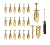 60 Pcs Plasterboard Fixings & Wall Plugs, 30mm Cavity Fixing Anchors Self-Drilling Anchors with Screws, Metal Wall Plugs for Drywall, 12mm Diameter