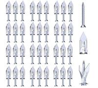 60 PCS Plasterboard Fixings & Wall Plugs, Cavity Fixing Anchors and Screws, Hollow Expansion Anchors with Self Drilling Screws for Plasterboard, Concrete & Masonry (White-60 sets)