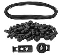 60 pcs Plastic Cord Locks, End Spring Toggle Stopper Slider, Round Elastic Toggle Sliders, Buttons Small Round Elastic Toggle Sliders, Spring Cord Locks for Drawstrings, with 10 m Elastic Bungee Cord