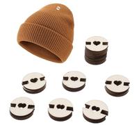 60 Pcs Pom Poms Buttons, 20mm Pom Poms Holders, Wooden Removable Love Hat Buttons for Faux Fur Pompoms, Sew-On Fasteners for Knitting Beanies & DIY Craft Decoration