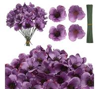 60 Pcs Purple Poppy Flowers Artificial Fake Flower Poppy Heads for Veterans Day Memorial Day Home Kitchen Party Bouquet Decorations Vase Fillers Corsages Wreath Ornaments