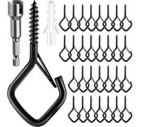 60 PCS Q-Hanger Hooks Square, Screw Hooks for Outdoor String Lights | Safety Buckle Design Cup Eye Hook for Hanging Christmas Lights, Plants, Wind Chimes, Wall Ceiling, Include Wing Nut Driver