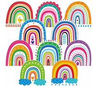 60 PCS Rainbow Cutouts, 10 Designs Colorful Bulletin Board Decoration Erasable with PET Film Cut-outs DIY Crafts Project Spring Summer Party Supplies for White Board Teacher Student (5.9” Each)