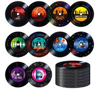 60 PCS Records Bulletin Board Cutouts, 10 Designs Bulletin Board Decoration Erasable with PET Film Jazz Rock Music Project Decoration Party Supplies for White Board Wall Party Favors (6” in Diameter)