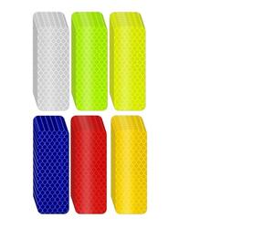 60 PCS Reflective Stickers, 8 X 3cm High Visibility Waterproof Reflectors for Motorbike Helmet Car Bike in Fluorescent Yellow Red Fluorescent Green Blue White Gold