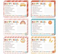 60 Pcs Retro Groovy Happy Mail Teacher Notes to Parents Classroom Good Behavior Incentive Motivational Cards Positive Postcards to Send Home for Home Classroom Preschool Kindergarten Elementary School