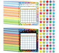 60 Pcs Reward Chart, Reward Chart for Children Behaviour, Sticker Charts with 3000 Pieces Star Stickers for Kids Students Classroom Home Motivate Responsibility and Good Behavior