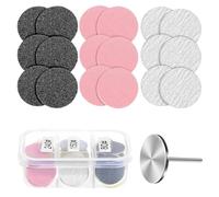 60 Pcs Sanding Paper Discs, Foot Sandpaper Discs with Metal Nail Drill Bit 25mm, 80/120/180/240 Grit Round Pedicure Replacement Sanding Disc for Manicure Pedicure Dead Skin Callus Removal