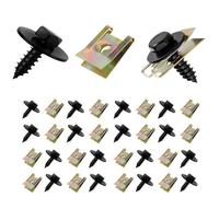 60 Pcs Screw and Nut Clip Kit, U Type Fastener Clip, 30 Auto Body Fender Screws and 30 Bumper Guard Plate Fixing Bolts Auto Body Fender Bumper Fastener for Car Wheel Arch Cover Undertray