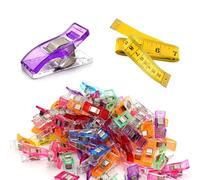 60 Pcs Sewing Clips, Plastic Wonder Clip for Quilting, Multicolors Binding Clip for Fabric with 2m Soft Tape Measure, for Sewing, Quilting, Crocheting, Crafting and Knitting