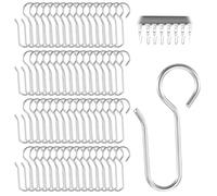 60 Pcs Silver Curtain Track Hooks, Shower Curtain Rings, Metal S Shaped Drapery Pins, Silver Bathroom Glide Curtains Hangers, Universal Size