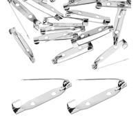 60 PCS Sliver Brooch Pin back, Safety Double Hole Bar Pins Pin Boutonniere Clasp PinBack Pins Backings Boutonniere Supplies for Men Women Badge Name Tag Diy Jewelry Making Crafts