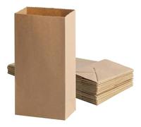 60 Pcs Small Brown Paper Bags, Kraft Bags for Kitchen Food Sandwich Fruit Veg Storage Grocery Shop Pastries 12 x 7 x 21.5 cm