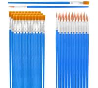 60 Pcs Small Paint Brushes Bulk,Flat Pointed Acrylic Paint Brush Nylon Hair Paint Brushes for Classroom Painting Party Acrylic Oil Watercolor Rock Canvas Face Body Egg Painting